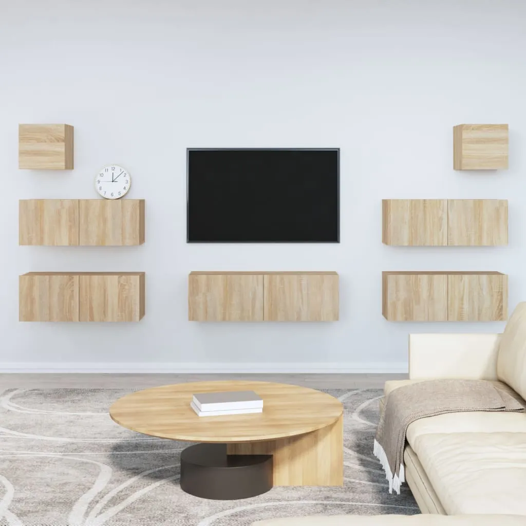 vidaXL Set di Mobili Porta TV 7 pz Rovere Sonoma in Legno Multistrato