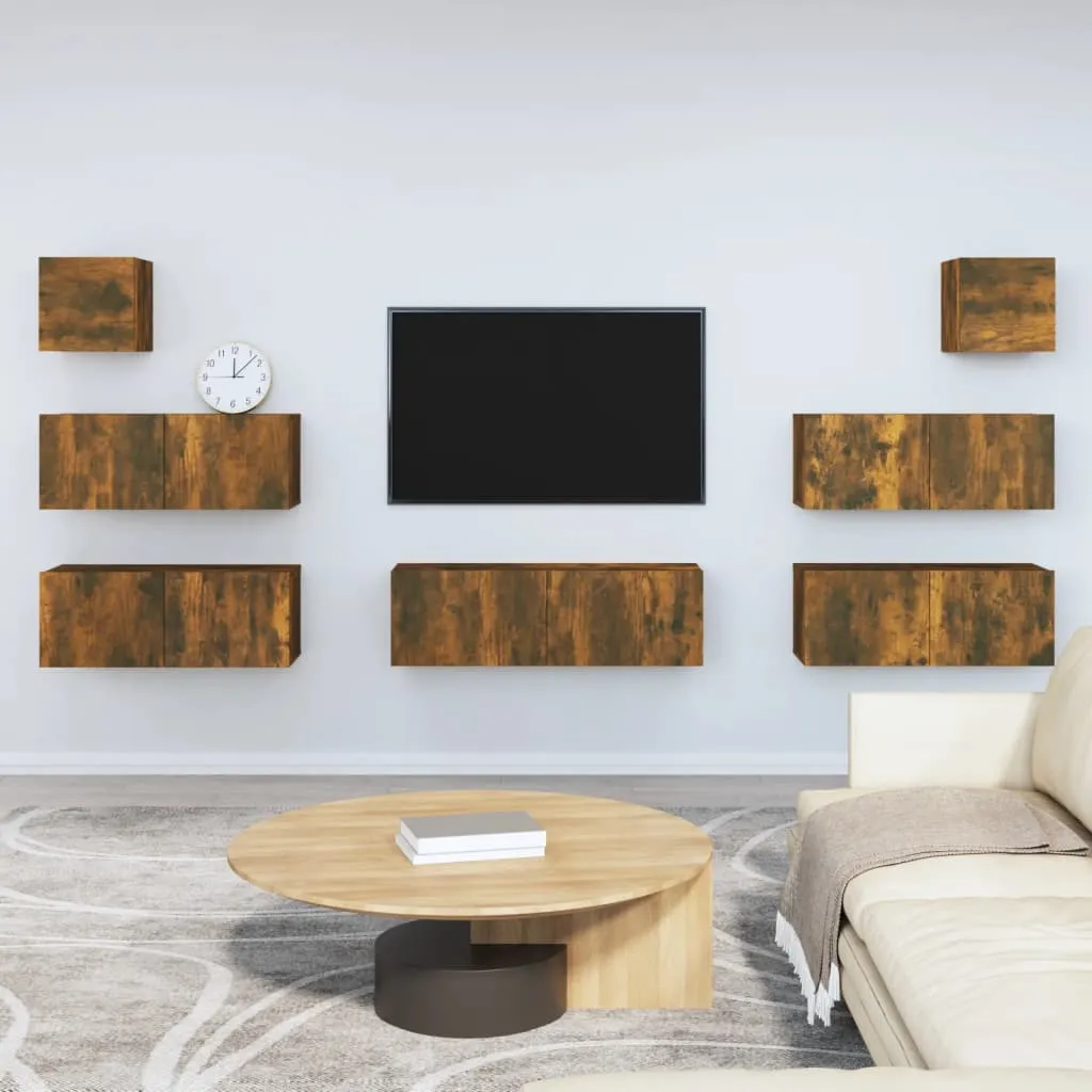 vidaXL Set di Mobili Porta TV 7 pz Rovere Fumo in Legno Multistrato