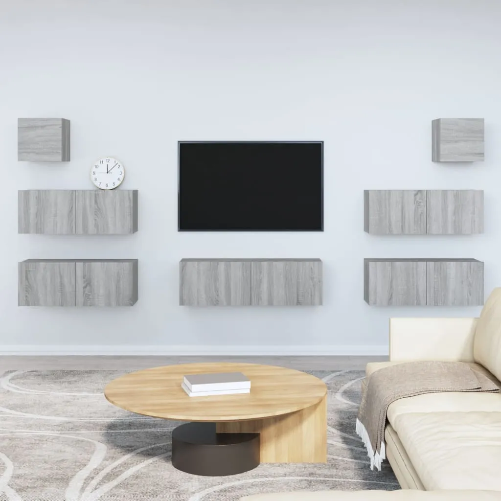 vidaXL Set di Mobili Porta TV 7 pz Grigio Sonoma in Legno Multistrato