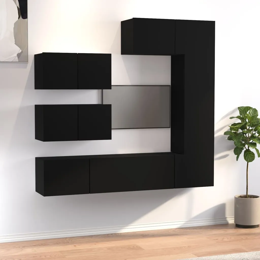 vidaXL Set Mobili Porta TV 6 pz Nero in Legno Multistrato