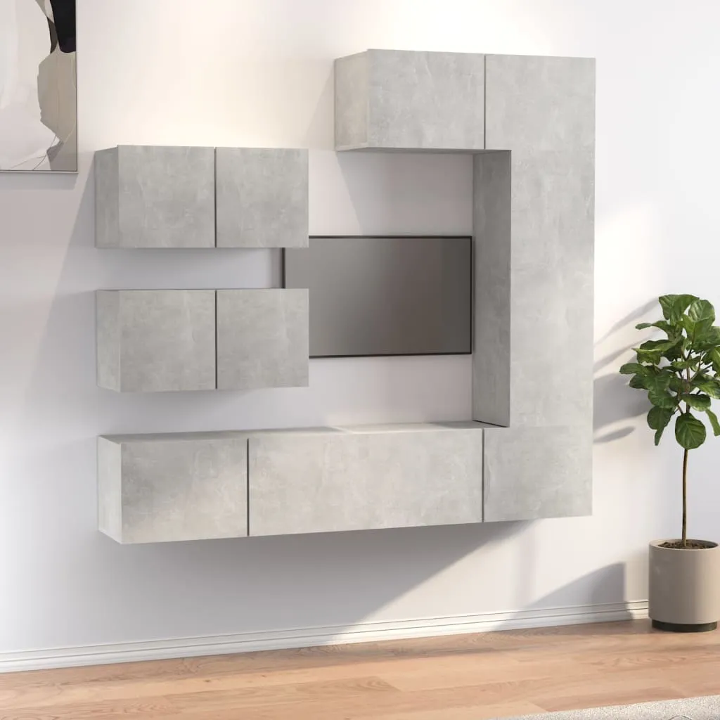 vidaXL Set di Mobili Porta TV 6 pz Grigio Cemento in Legno Multistrato