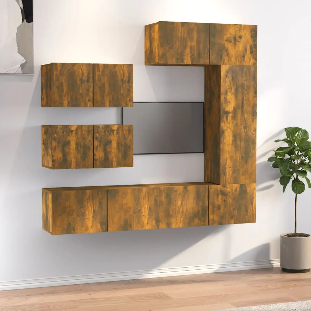 vidaXL Set di Mobili Porta TV 6 pz Rovere Fumo in Legno Multistrato