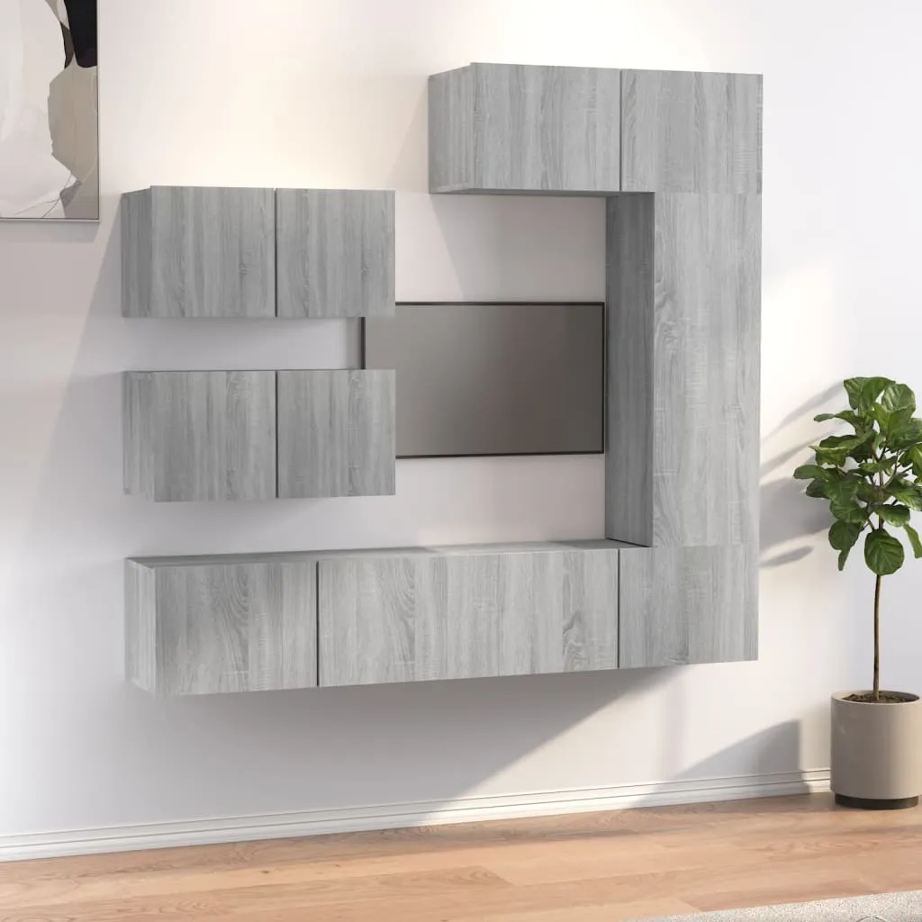 vidaXL Set di Mobili Porta TV 6 pz Grigio Sonoma in Legno Multistrato