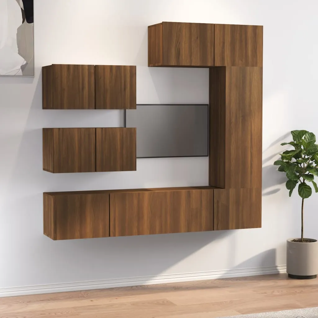 vidaXL Set Mobili Porta TV 6 pz Rovere Marrone in Legno Multistrato