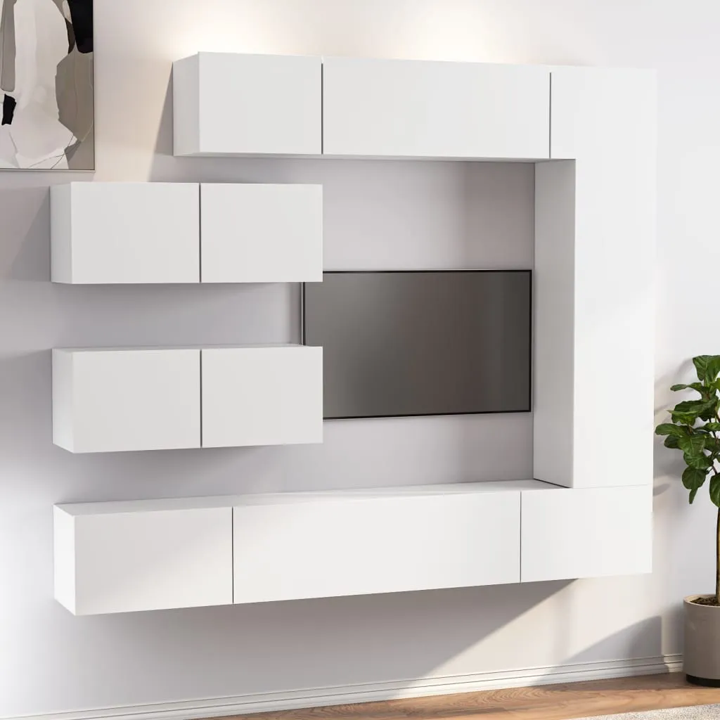 vidaXL Set di Mobili Porta TV 7 pz Bianco in Legno Multistrato