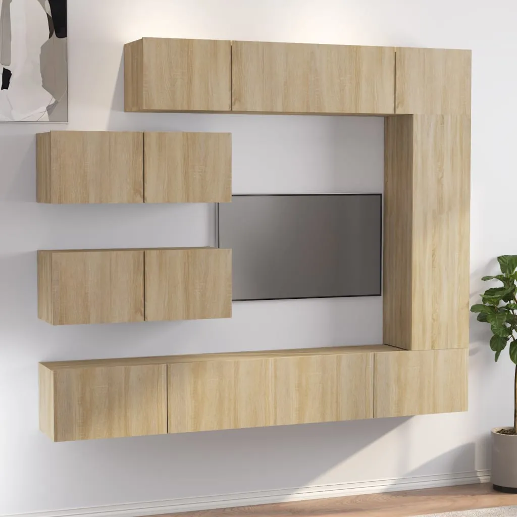 vidaXL Set di Mobili Porta TV 7 pz Rovere Sonoma in Legno Multistrato