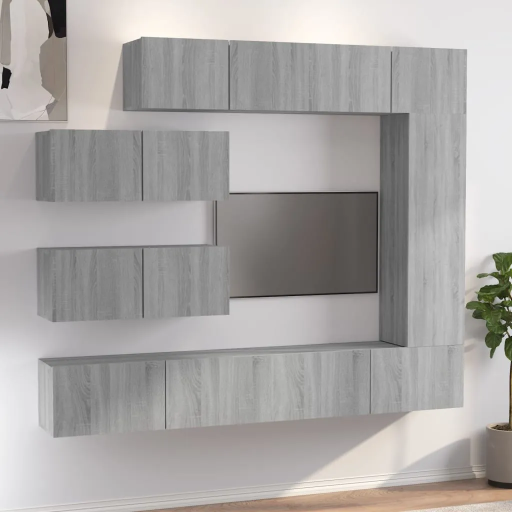 vidaXL Set di Mobili Porta TV 7 pz Grigio Sonoma in Legno Multistrato