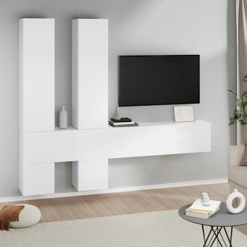 vidaXL Mobile Porta TV a Parete Bianco in Legno Multistrato