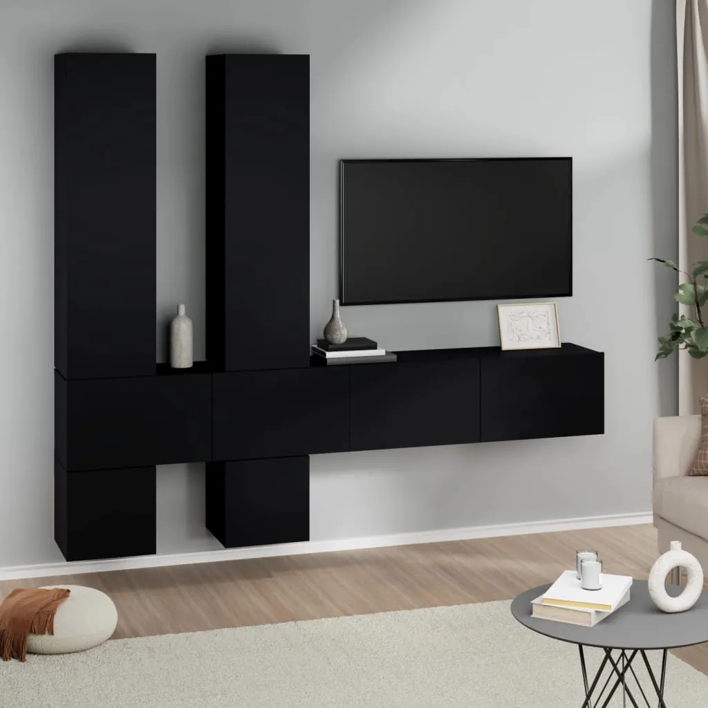 vidaXL Mobile Porta TV a Parete Nero in Legno Multistrato