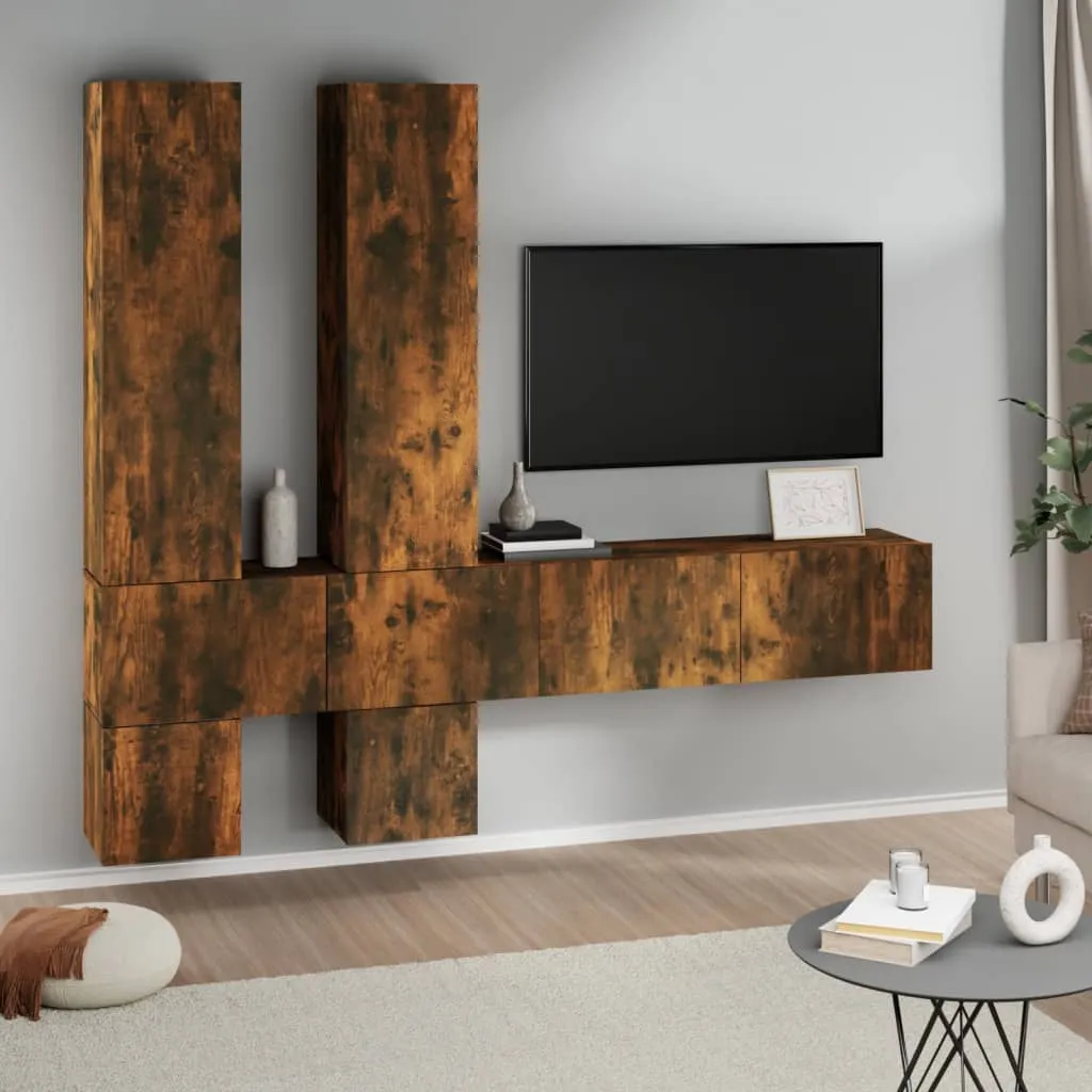 vidaXL Mobile Porta TV a Parete Rovere Fumo in Legno Multistrato