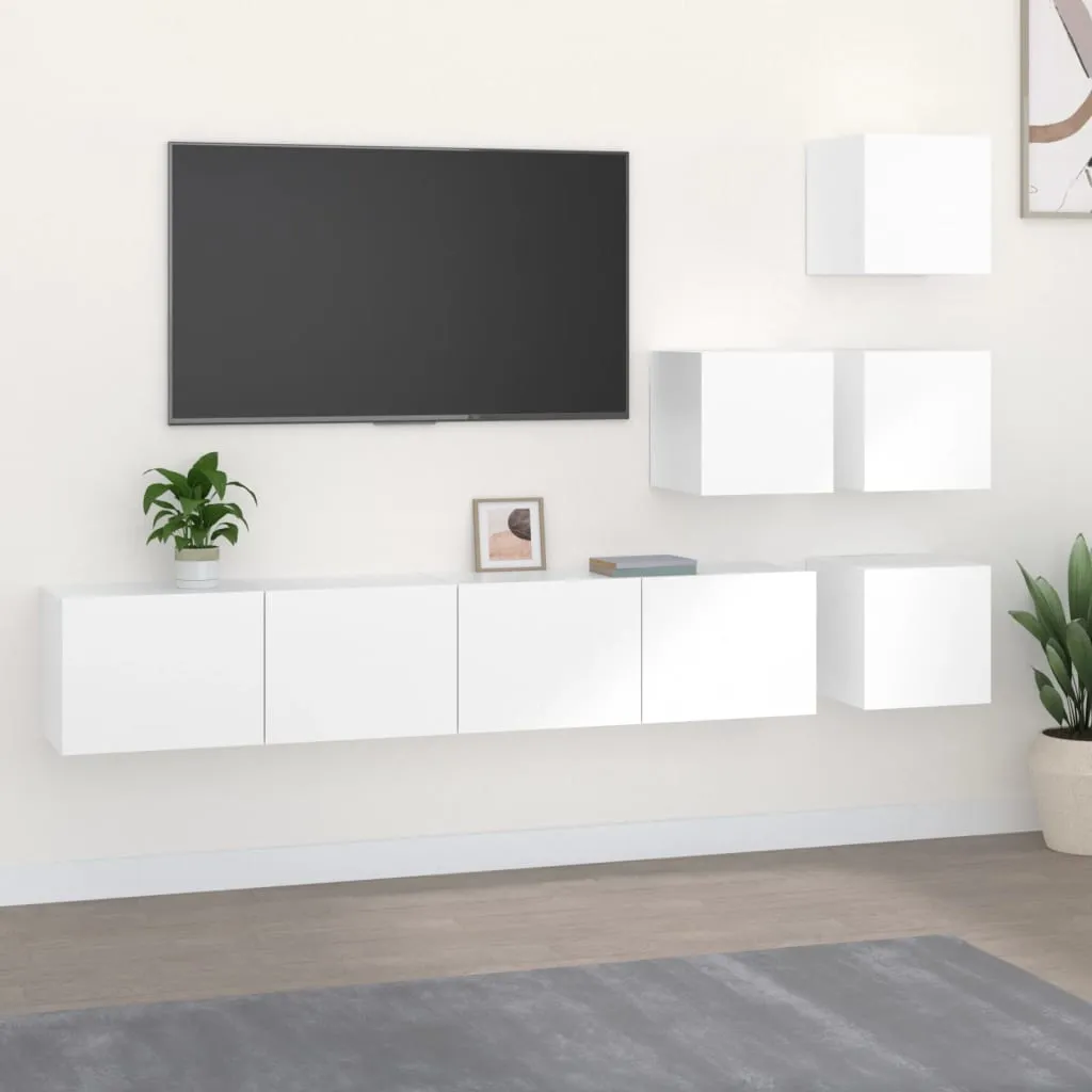 vidaXL Mobile Porta TV a Parete Bianco in Legno Multistrato