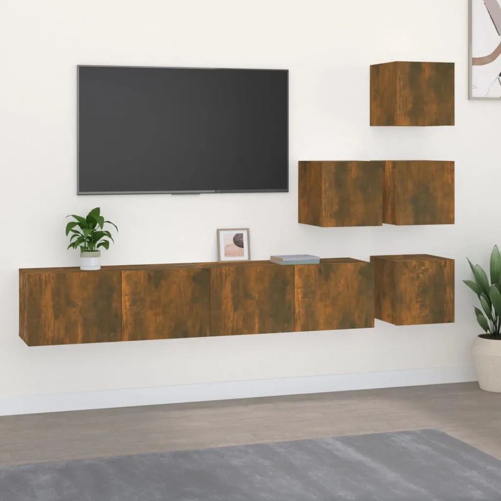 vidaXL Mobile Porta TV a Parete Rovere Fumo in Legno Multistrato