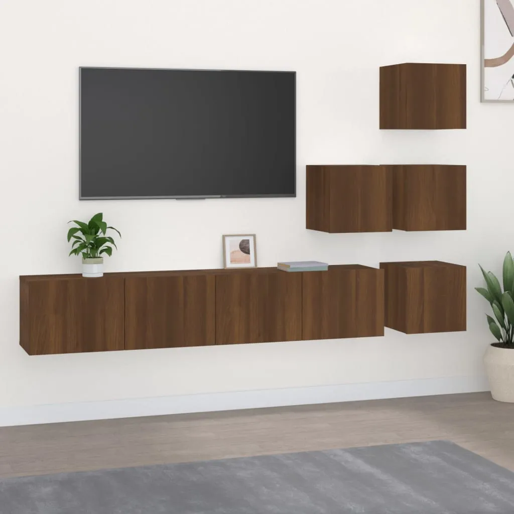 vidaXL Mobile Porta TV a Parete Rovere Marrone in Legno Multistrato