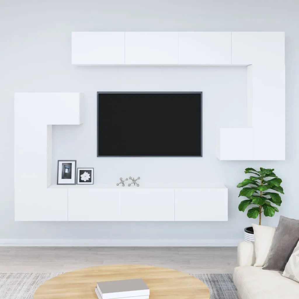 vidaXL Mobile Porta TV a Parete Bianco in Legno Multistrato