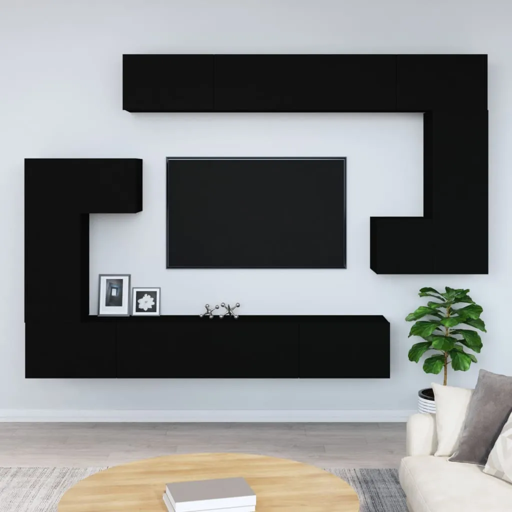 vidaXL Mobile Porta TV a Parete Nero in Legno Multistrato