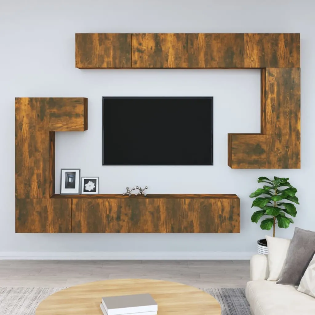 vidaXL Mobile Porta TV a Parete Rovere Fumo in Legno Multistrato