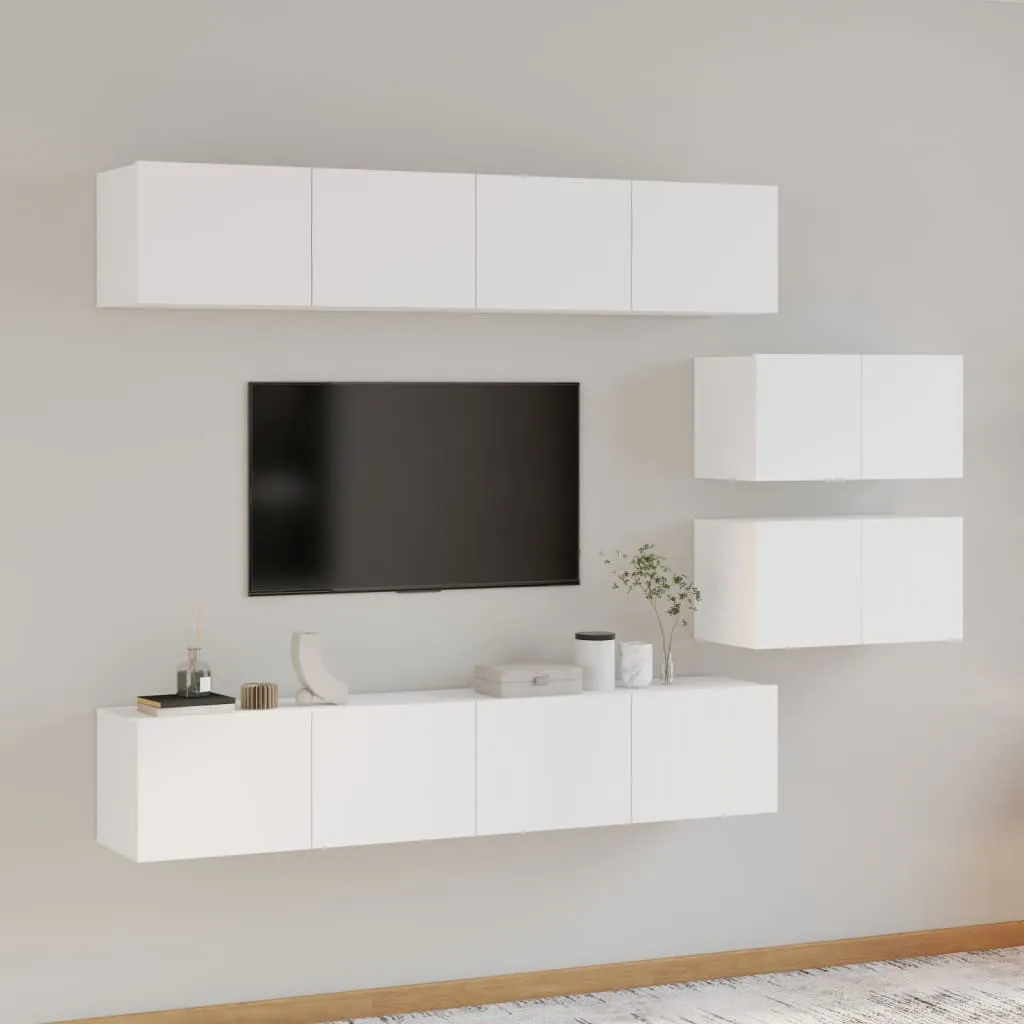 vidaXL Set di Mobili Porta TV 6 pz Bianco in Legno Multistrato