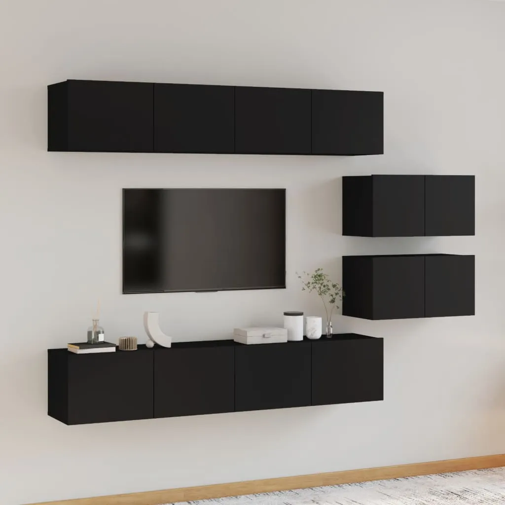 vidaXL Set Mobili Porta TV 6 pz Nero in Legno Multistrato