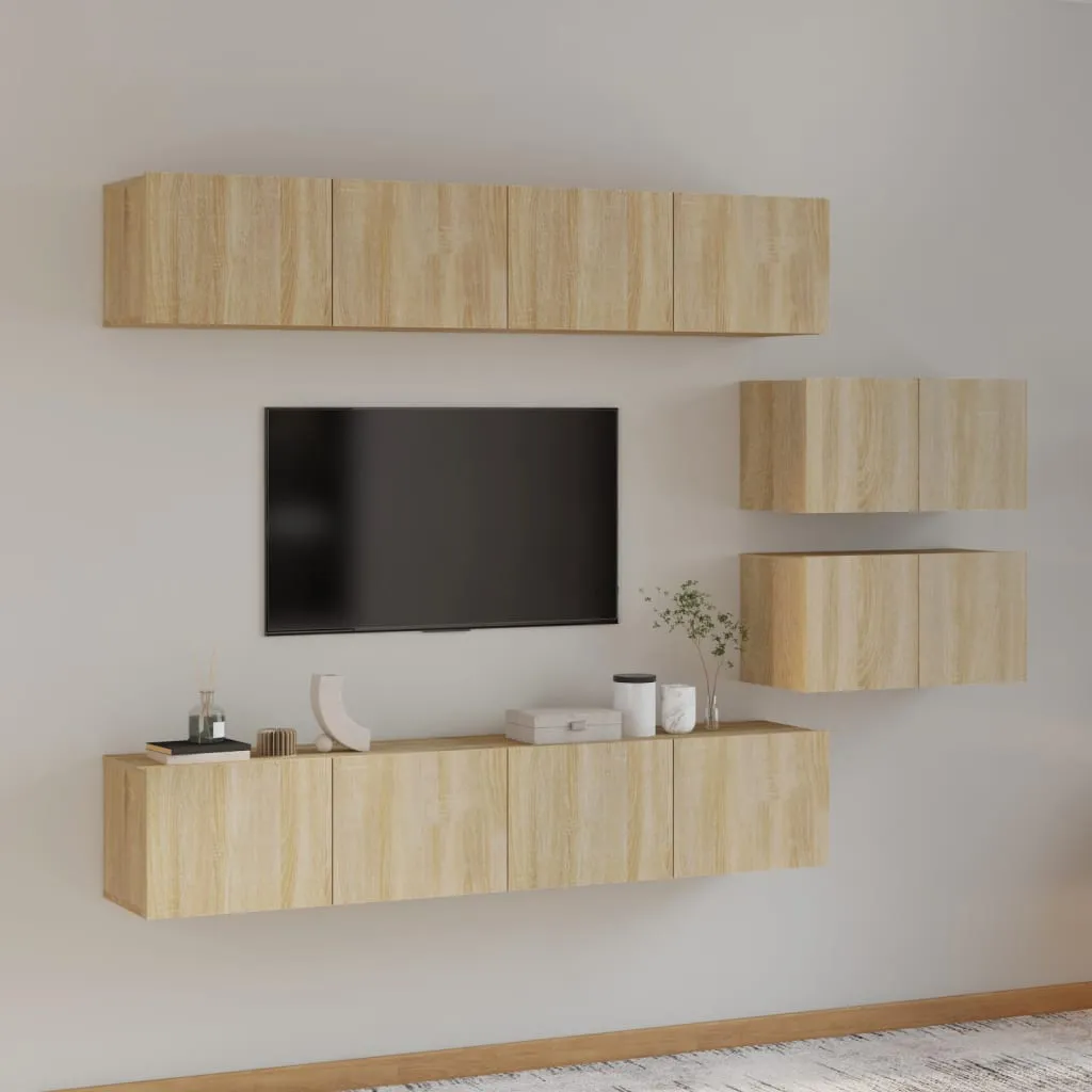 vidaXL Set di Mobili Porta TV 6 pz Rovere Sonoma in Legno Multistrato