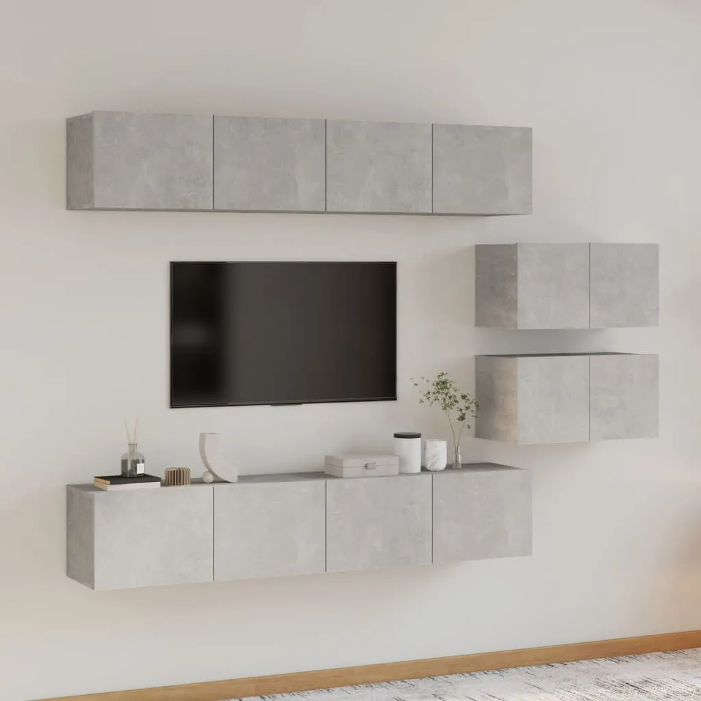 vidaXL Set di Mobili Porta TV 6 pz Grigio Cemento in Legno Multistrato