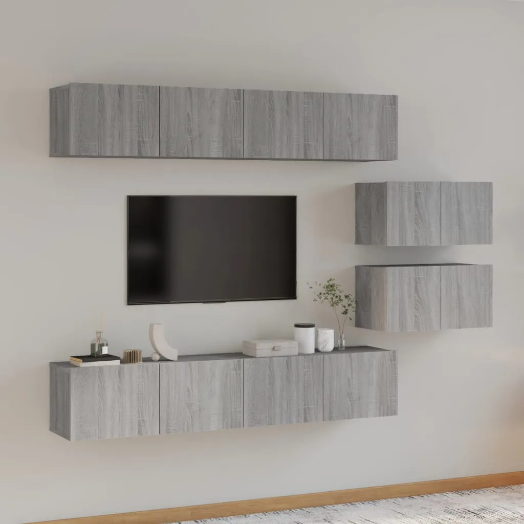 vidaXL Set di Mobili Porta TV 6 pz Grigio Sonoma in Legno Multistrato