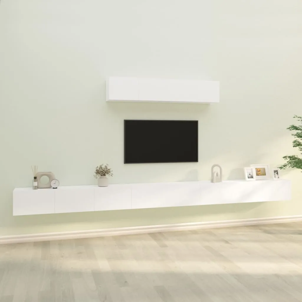 vidaXL Set di Mobili Porta TV 6 pz Bianco in Legno Multistrato