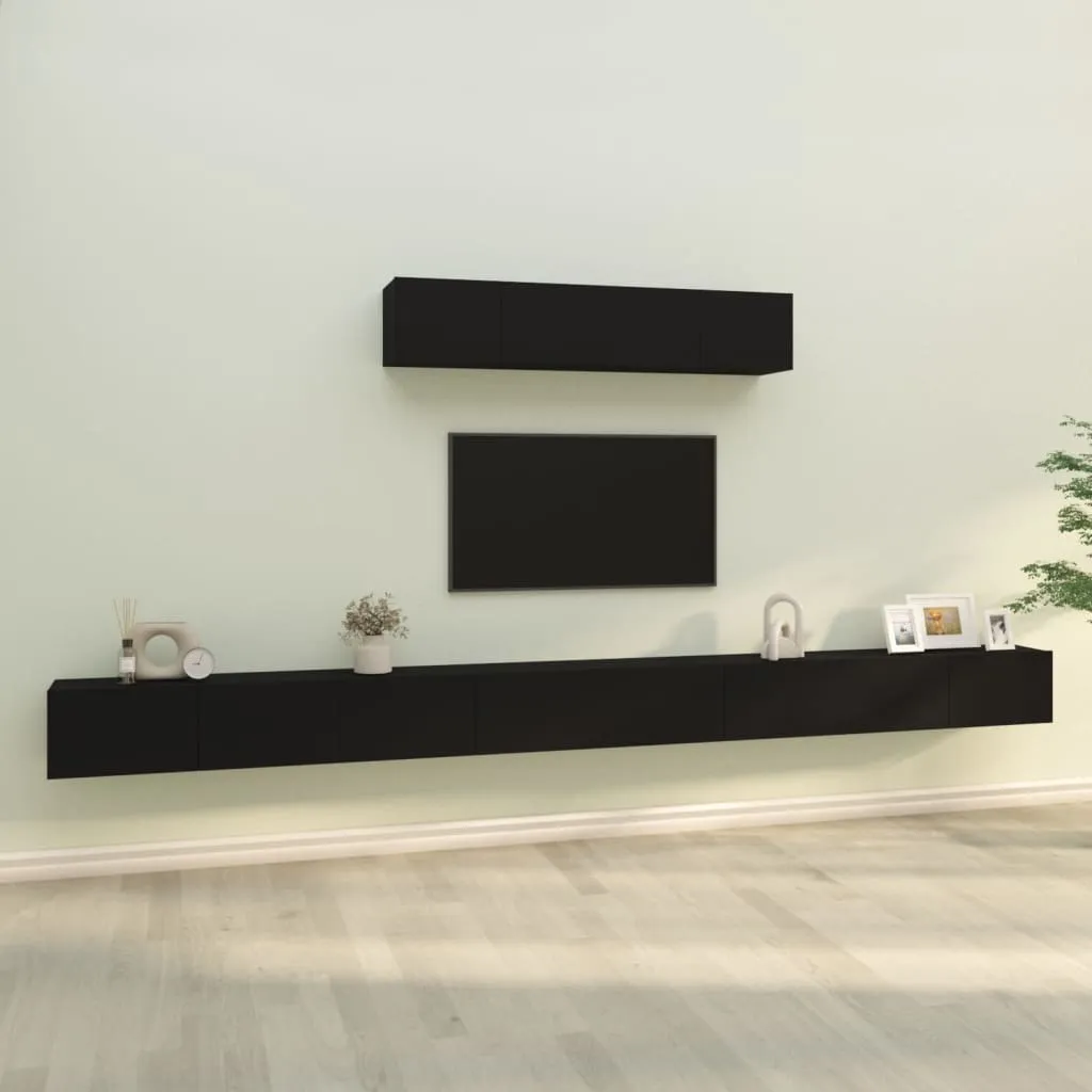 vidaXL Set Mobili Porta TV 6 pz Nero in Legno Multistrato