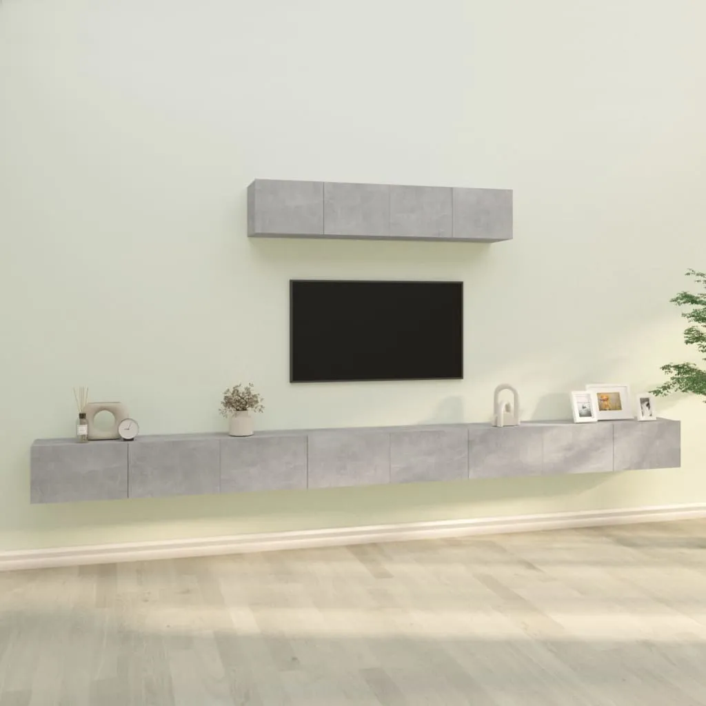 vidaXL Set di Mobili Porta TV 6 pz Grigio Cemento in Legno Multistrato