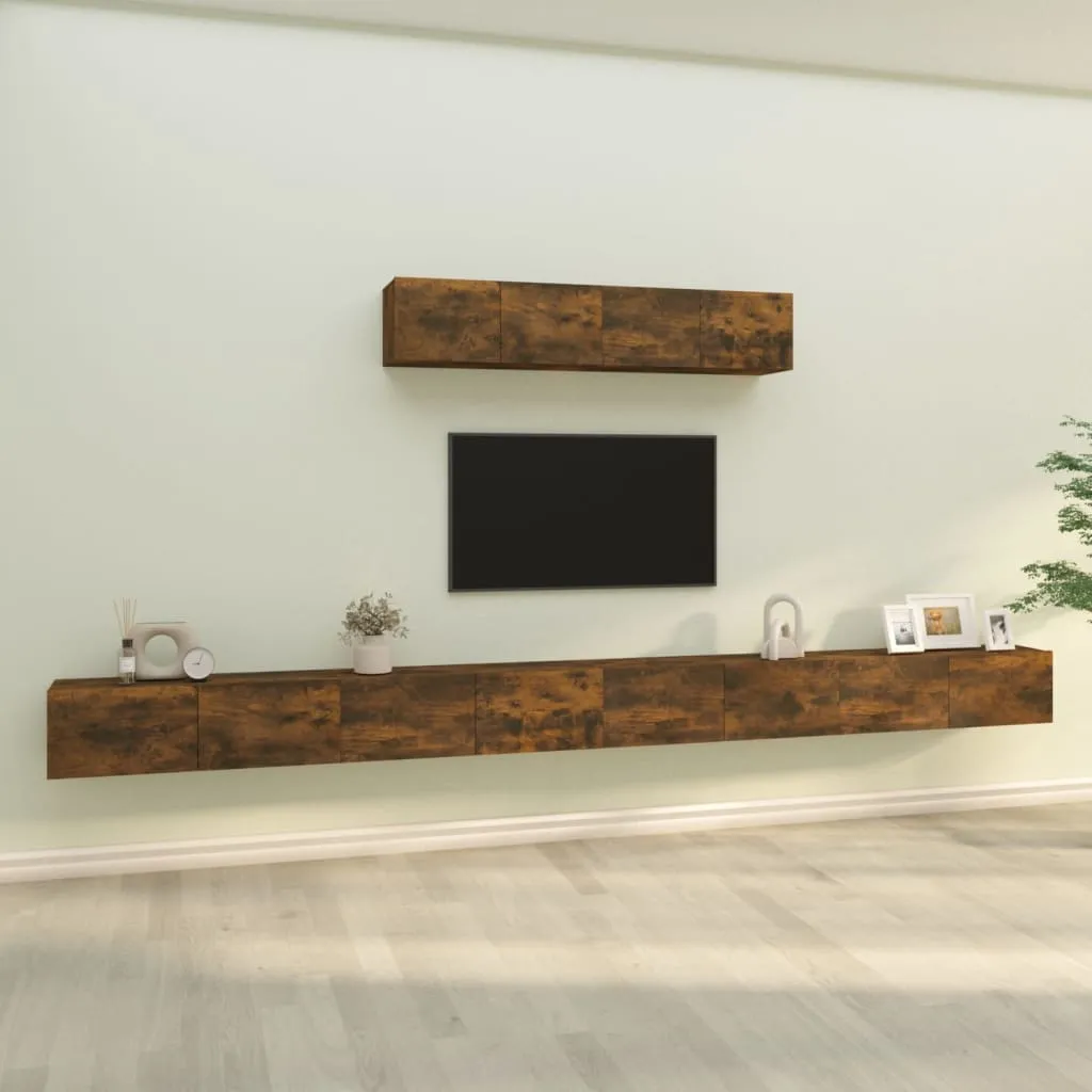 vidaXL Set di Mobili Porta TV 6 pz Rovere Fumo in Legno Multistrato