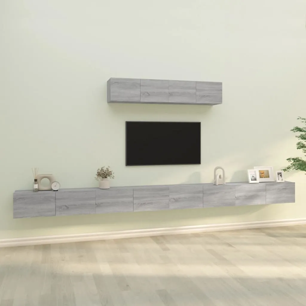 vidaXL Set di Mobili Porta TV 6 pz Grigio Sonoma in Legno Multistrato