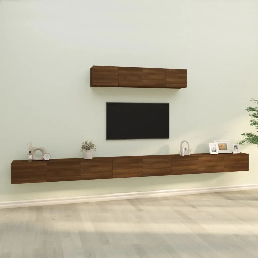 vidaXL Set Mobili Porta TV 6 pz Rovere Marrone in Legno Multistrato