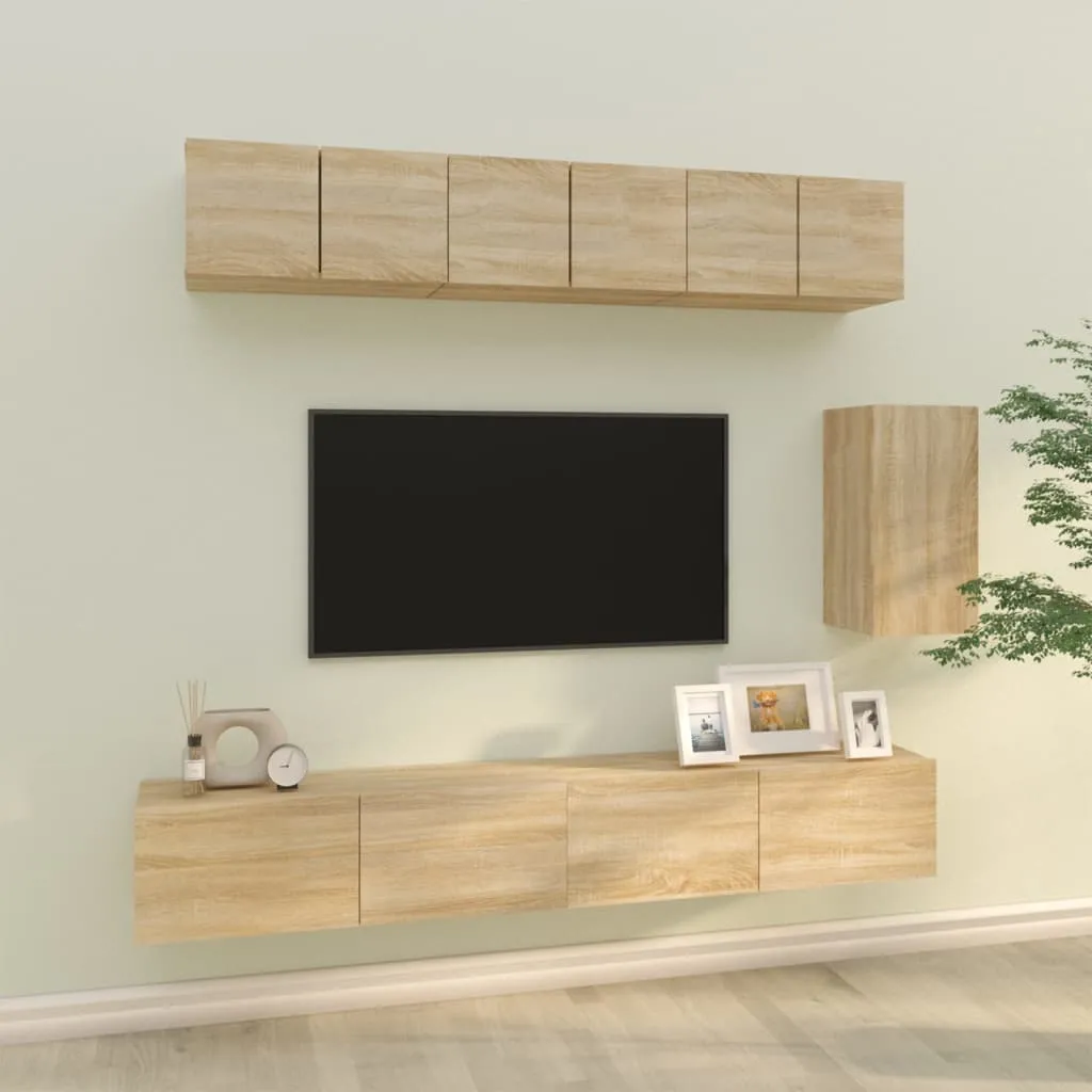 vidaXL Set di Mobili Porta TV 6 pz Rovere Sonoma in Legno Multistrato