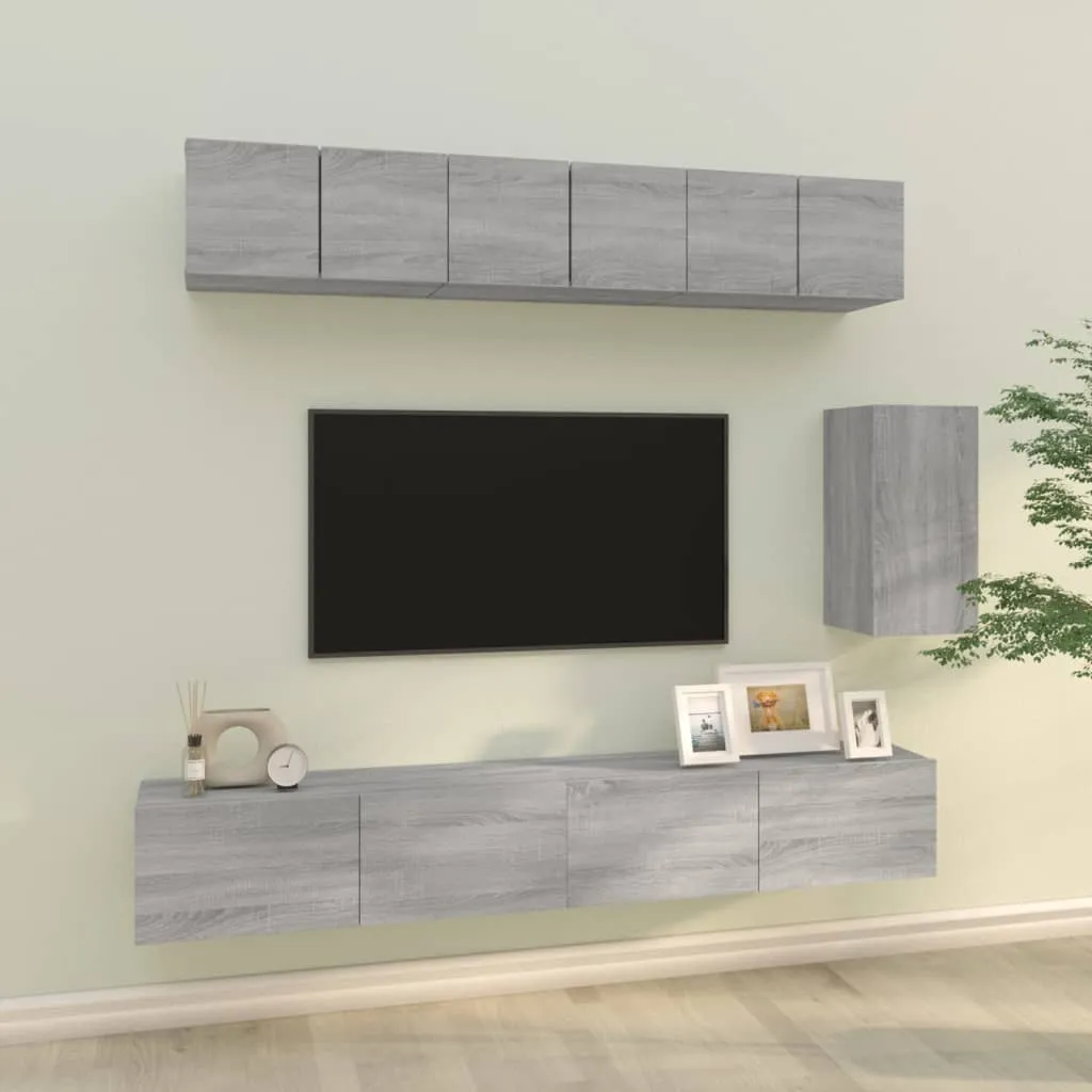 vidaXL Set di Mobili Porta TV 6 pz Grigio Sonoma in Legno Multistrato