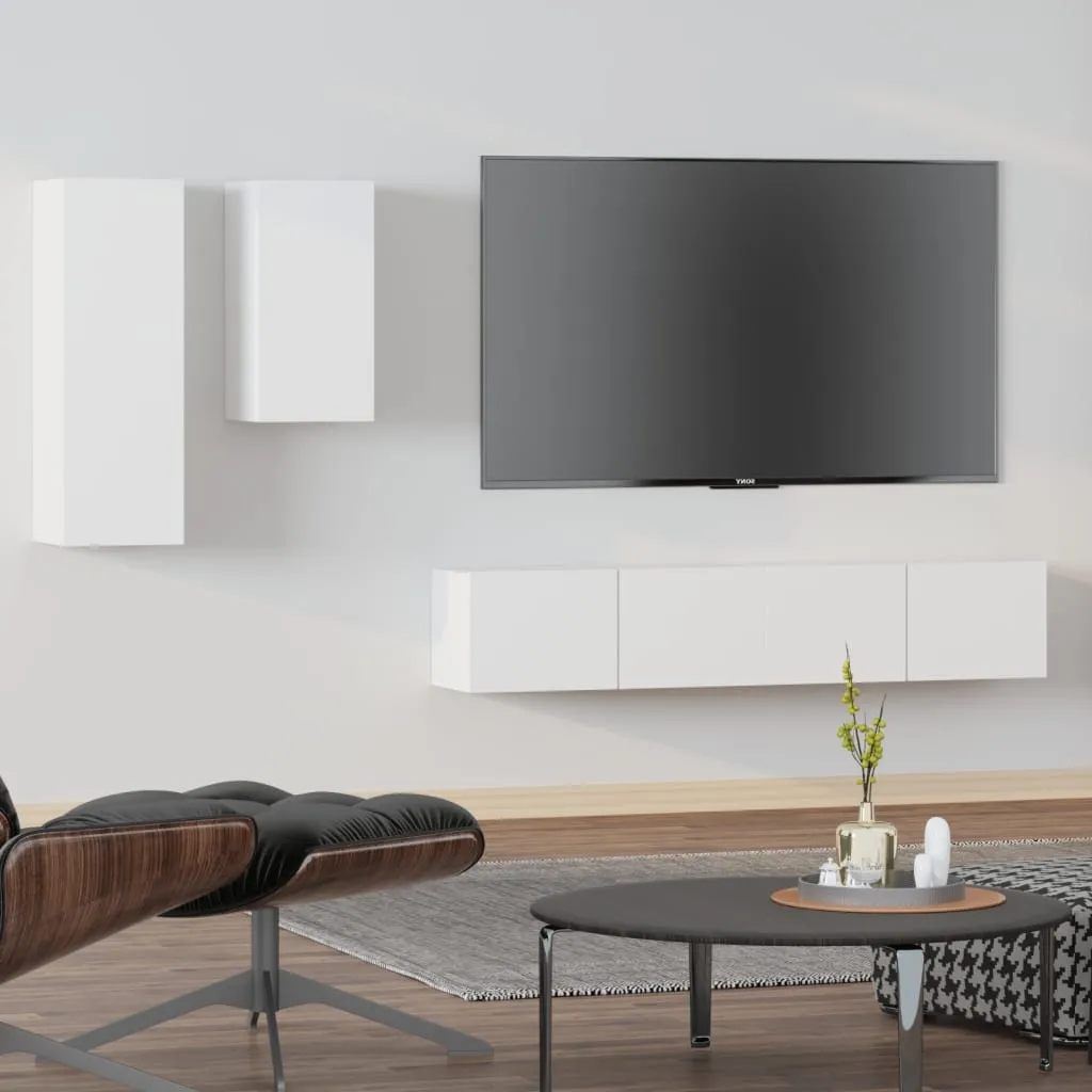 vidaXL Set di Mobili Porta TV 4 pz Bianco in Legno Multistrato