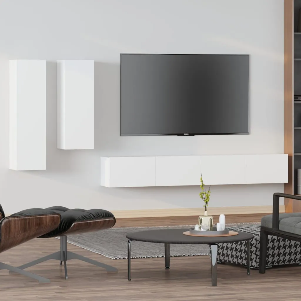 vidaXL Set di Mobili Porta TV 4 pz Bianco in Legno Multistrato