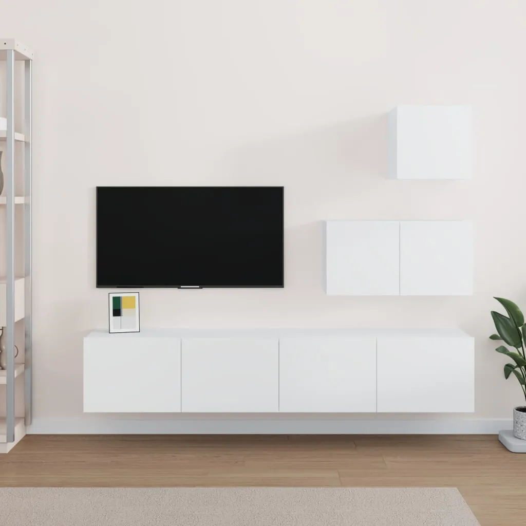 vidaXL Set di Mobili Porta TV 4 pz Bianco in Legno Multistrato