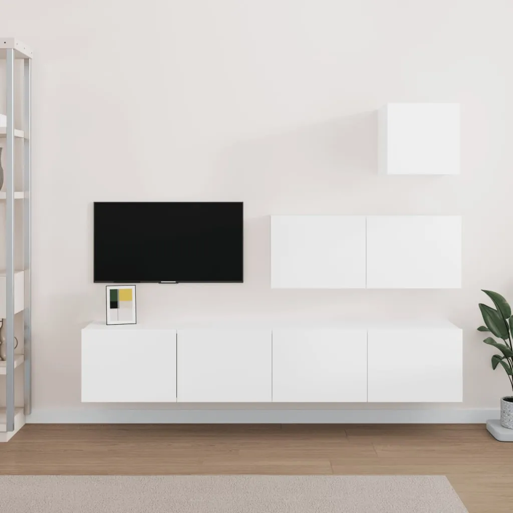 vidaXL Set di Mobili Porta TV 4 pz Bianco in Legno Multistrato