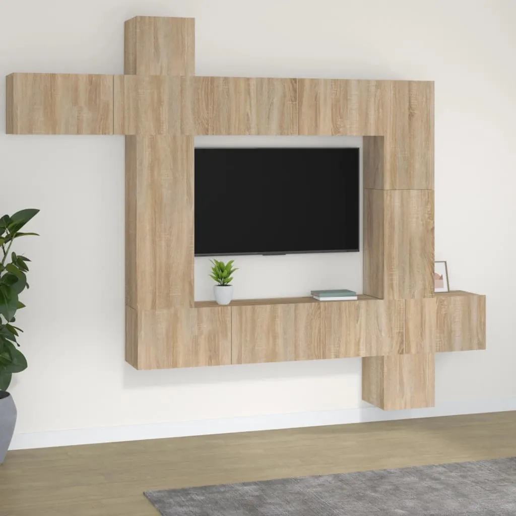 vidaXL Set Mobili Porta TV 9 pz Rovere Sonoma in Legno Multistrato