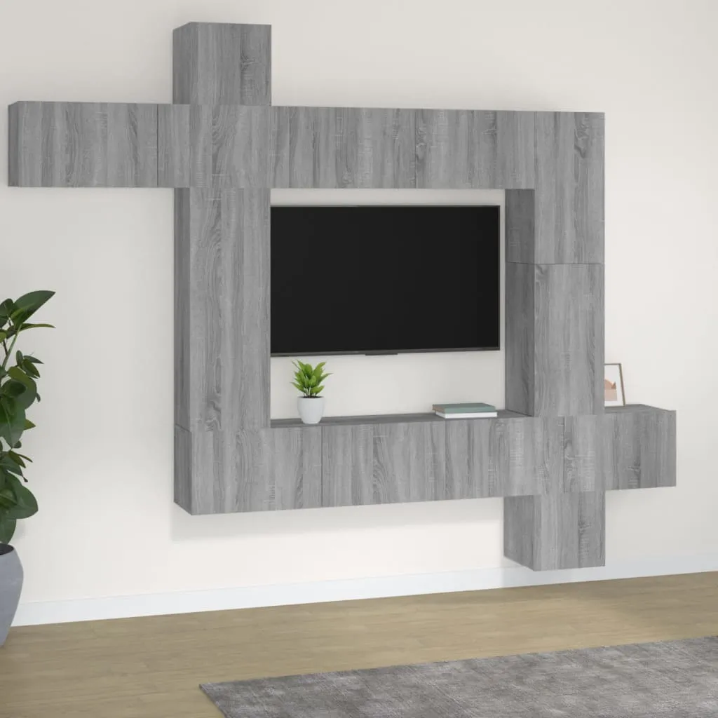 vidaXL Set di Mobili Porta TV 9 pz Grigio Sonoma in Legno Multistrato