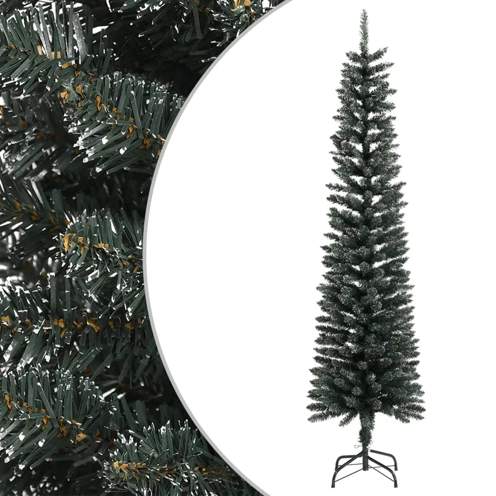 vidaXL Albero di Natale Artificiale Sottile con Base Verde 210 cm PVC