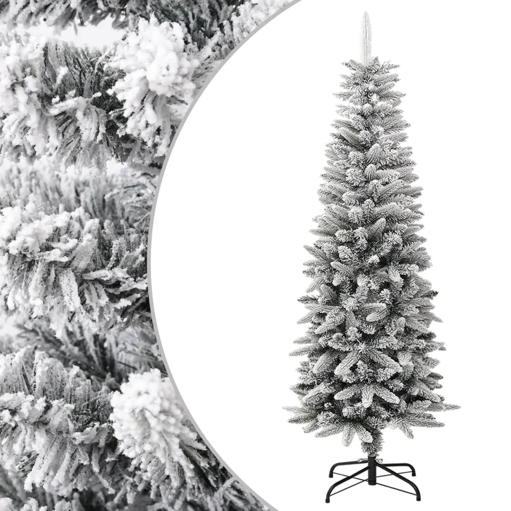 vidaXL Albero Natale Artificiale Sottile Neve Floccata 150cm PVC e PE