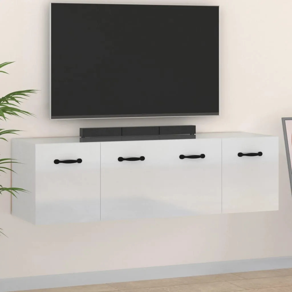 vidaXL Mobili Parete 2 pz Bianco Lucido 80x36,5x35cm Legno Multistrato