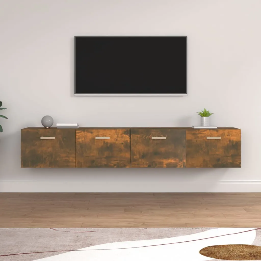 vidaXL Mobili Parete 2 pz Rovere Fumo 100x36,5x35 cm Legno Multistrato