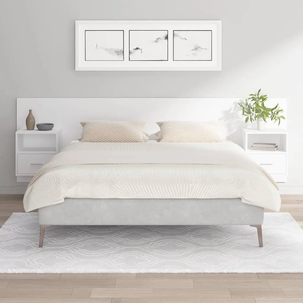 vidaXL Testiera per Letto con Comodini in Legno Multistrato Bianco