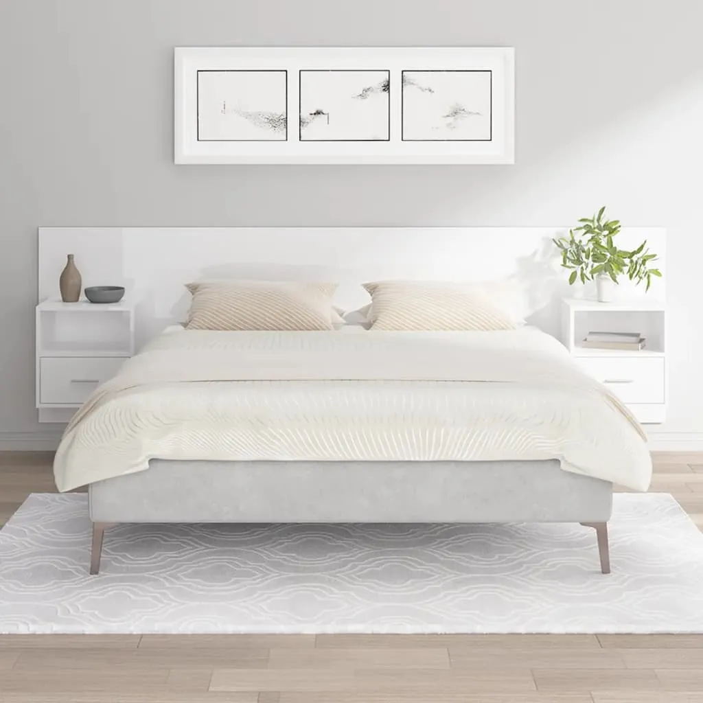 vidaXL Testiera Letto con Comodini in Legno Multistrato Bianco Lucido