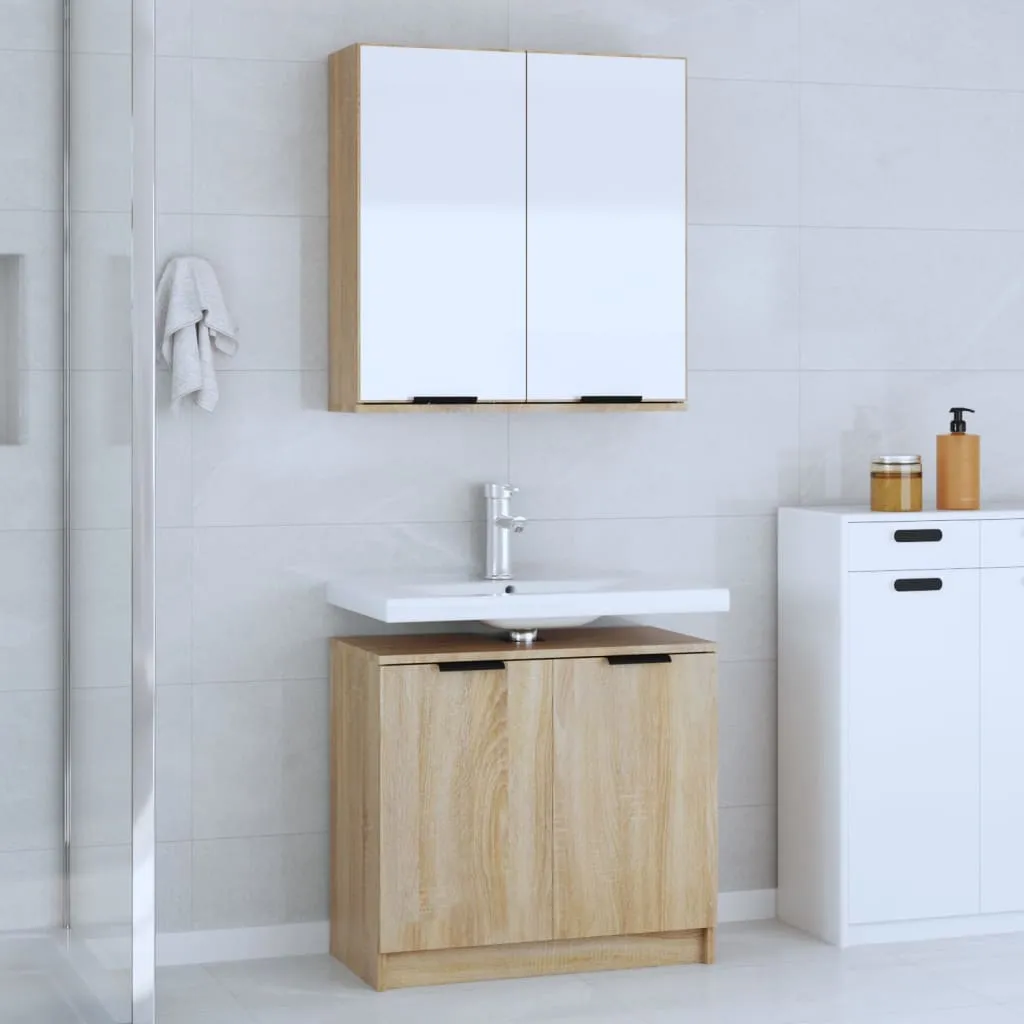 vidaXL Set di Mobili da Bagno 2 pz Rovere Sonoma in Legno Multistrato