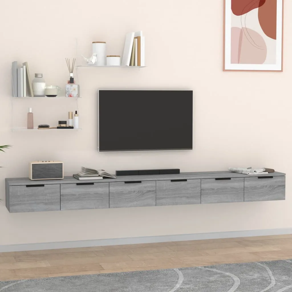 vidaXL Mobili a Muro 2 pz Grigio Sonoma 102x30x20 cm Legno Multistrato