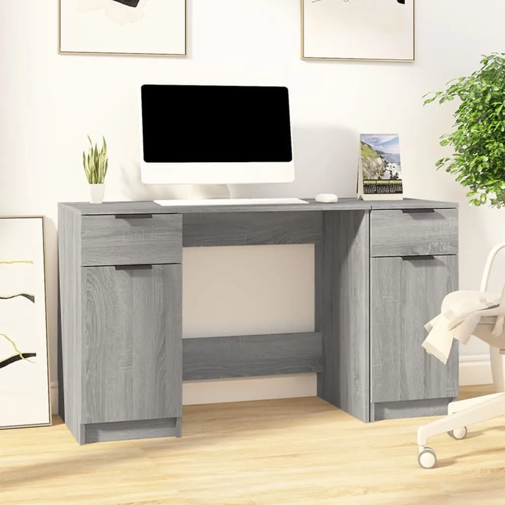 vidaXL Scrivania con Mobile Laterale Grigio Sonoma Legno Multistrato