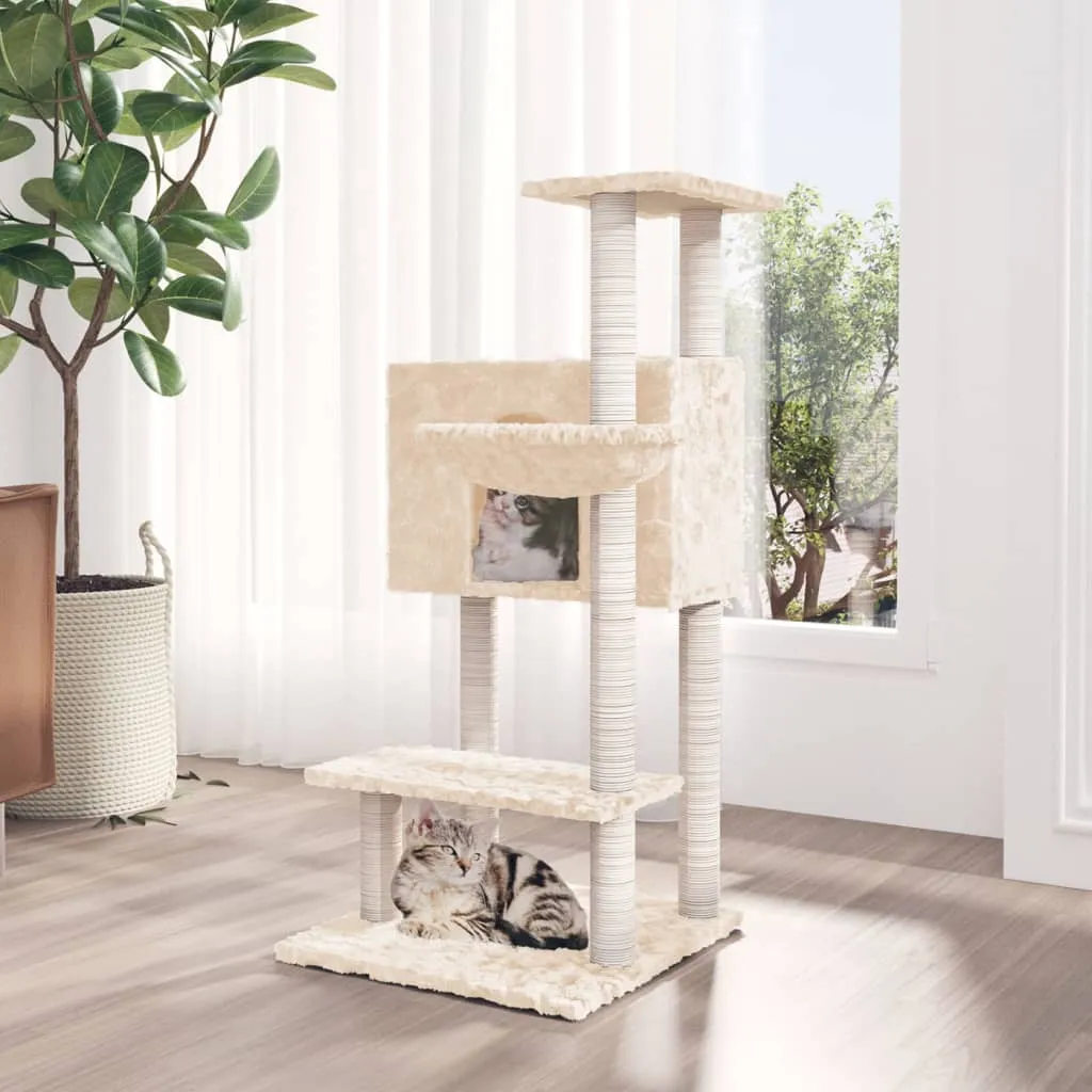 vidaXL Albero per Gatti con Tiragraffi in Sisal Crema 108,5 cm