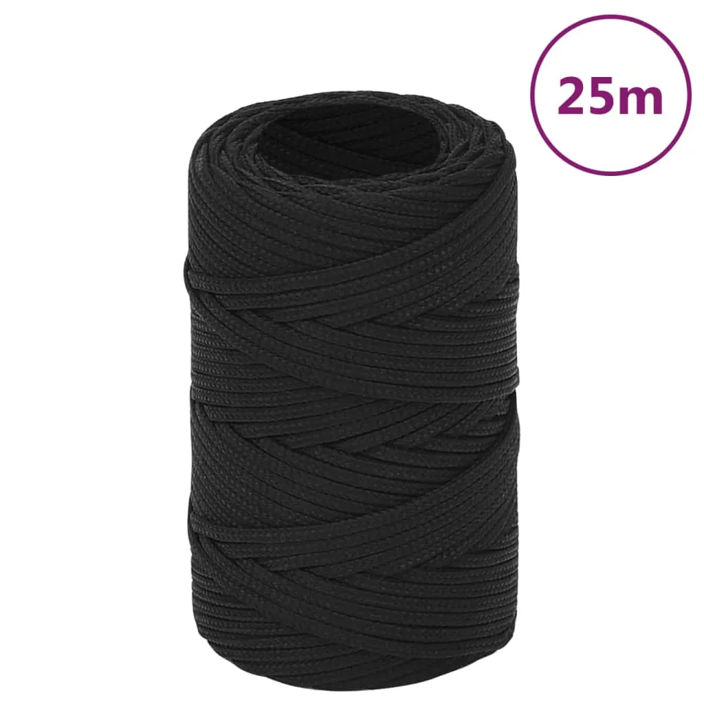 vidaXL Corda Nautica Completamente Nera 2 mm 25 m in Polipropilene